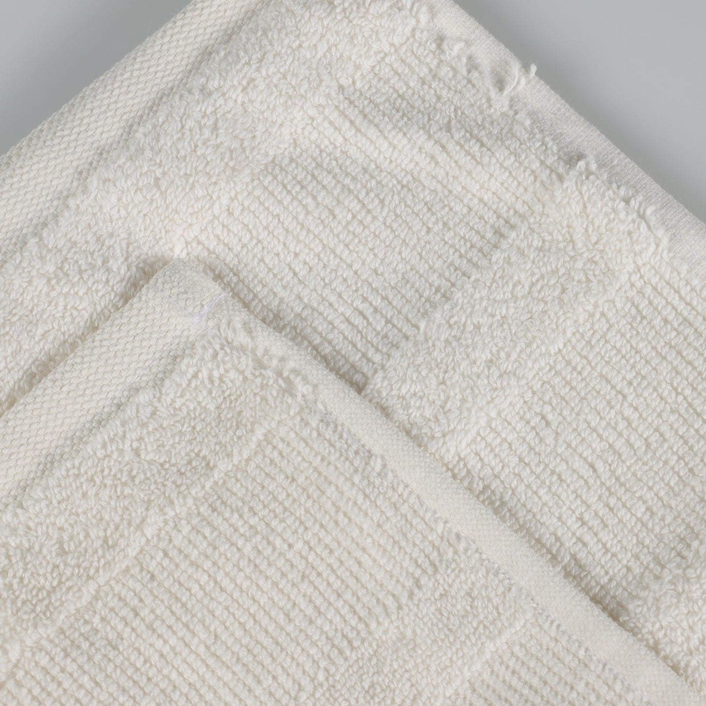 Ribbed Cotton Medium Weight 6 Piece Bath Towel Set - Ivory