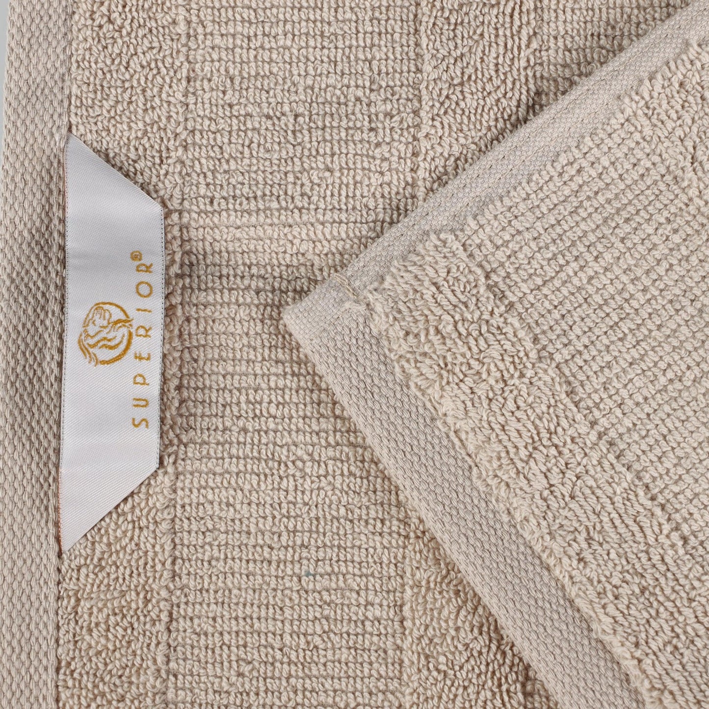 Ribbed Cotton Medium Weight 6 Piece Bath Towel Set - Stone