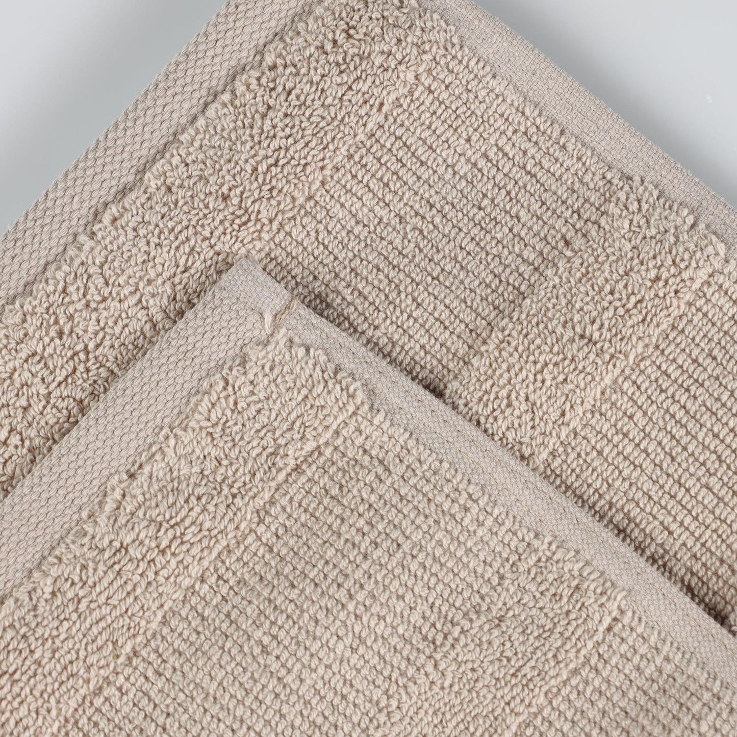 Ribbed Cotton Medium Weight 6 Piece Bath Towel Set - Stone