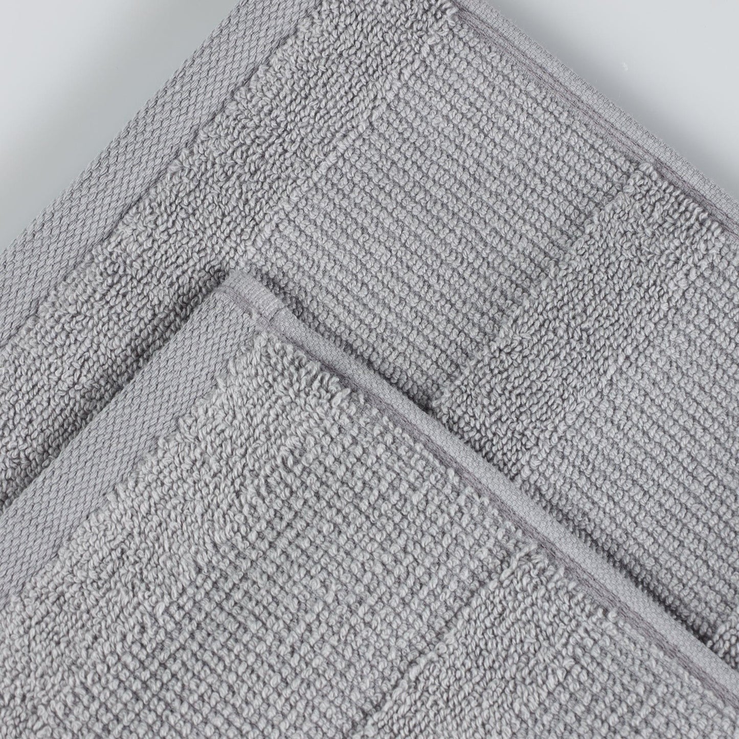 Ribbed Cotton Medium Weight 6 Piece Bath Towel Set - Silver