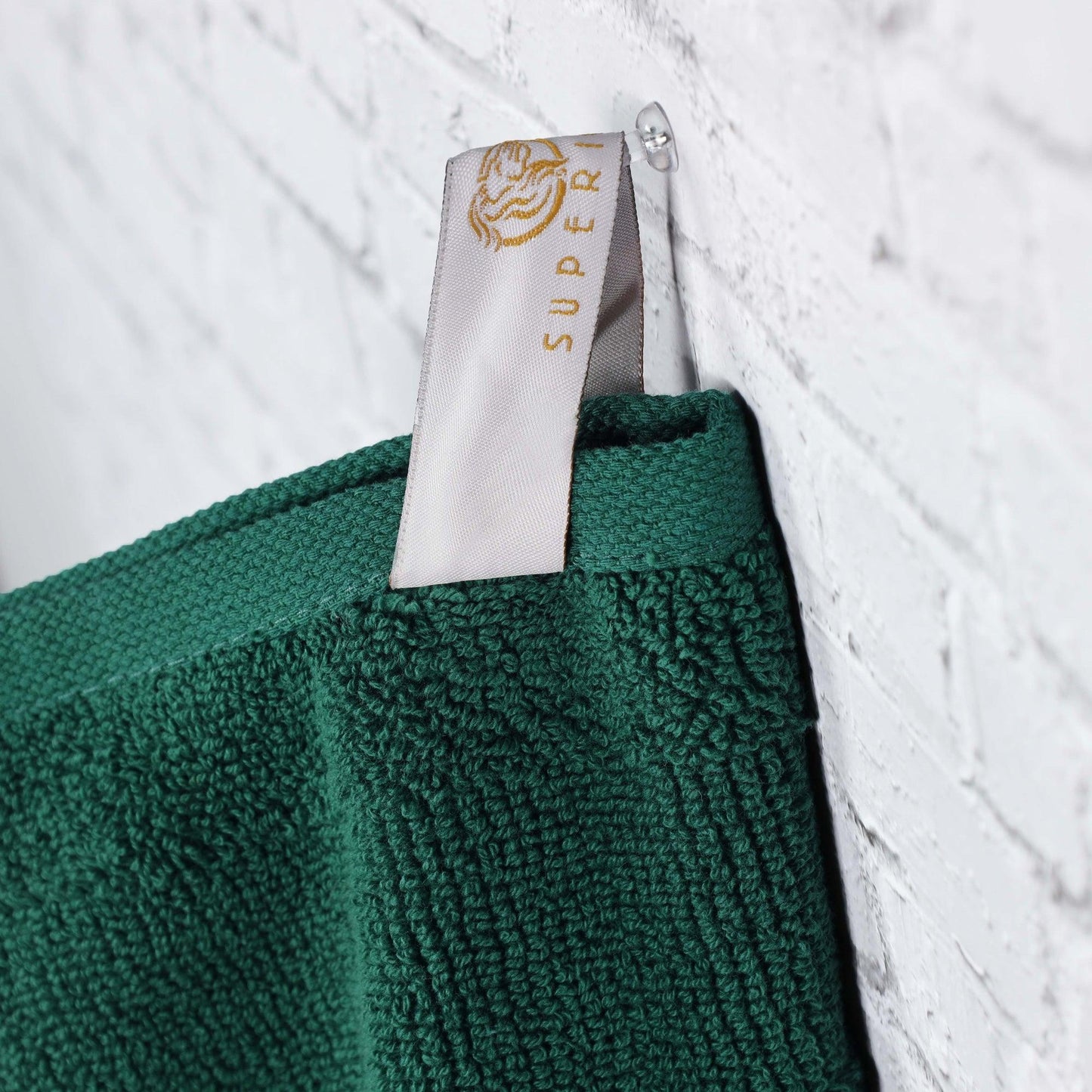 Ribbed Cotton Medium Weight 6 Piece Bath Towel Set - Evergreen