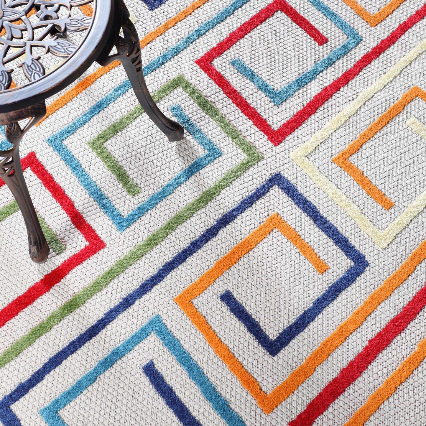 Superior Area Rug Indoor Outdoor Geometric Modern Rug - Cream