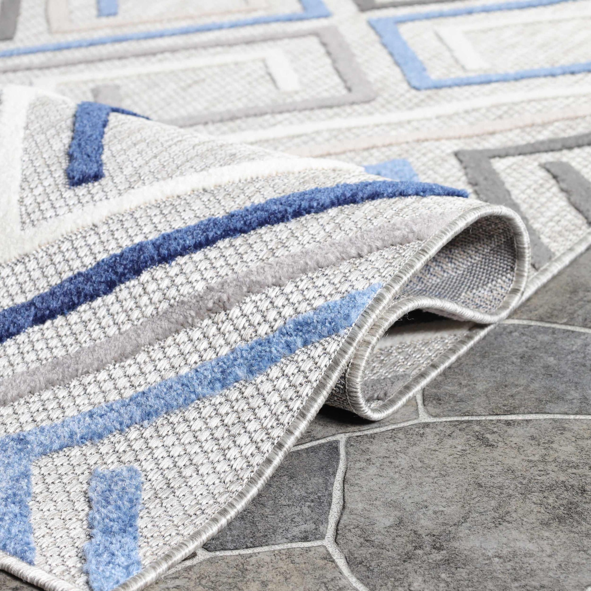 Superior Area Rug Indoor Outdoor Geometric Modern Rug - Grey