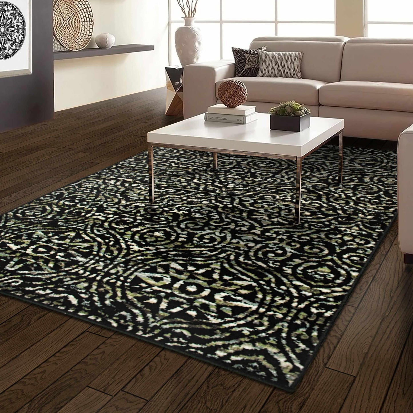 Carson Bohemian Damask Area Rug Or Runner Rug
