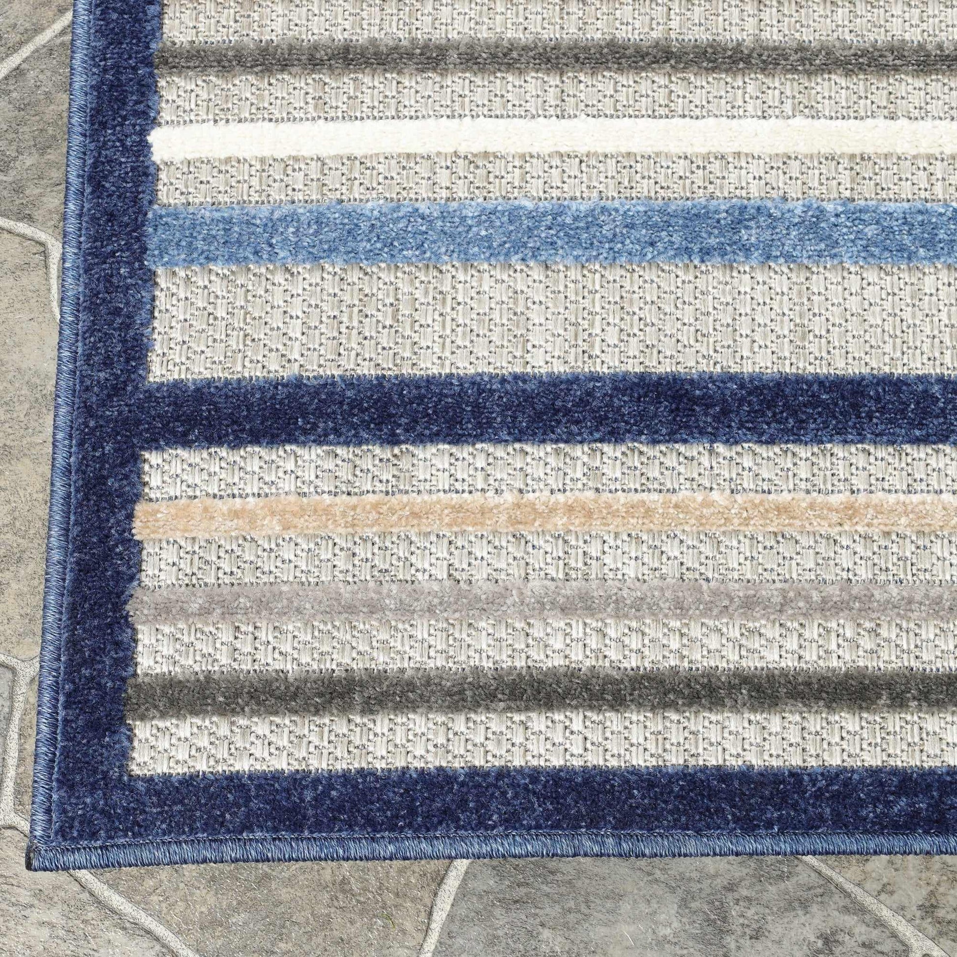 Superior Eastyn Casual Stripe Geometric Indoor/Outdoor Area Rug - Slate