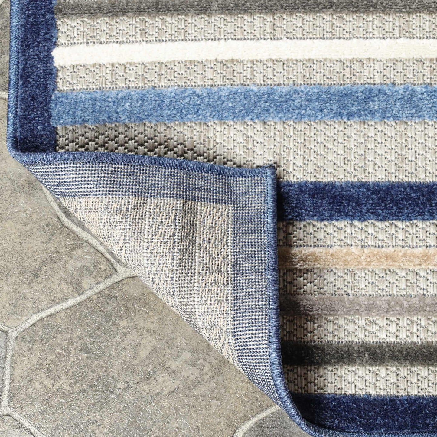 Superior Eastyn Casual Stripe Geometric Indoor/Outdoor Area Rug - Slate