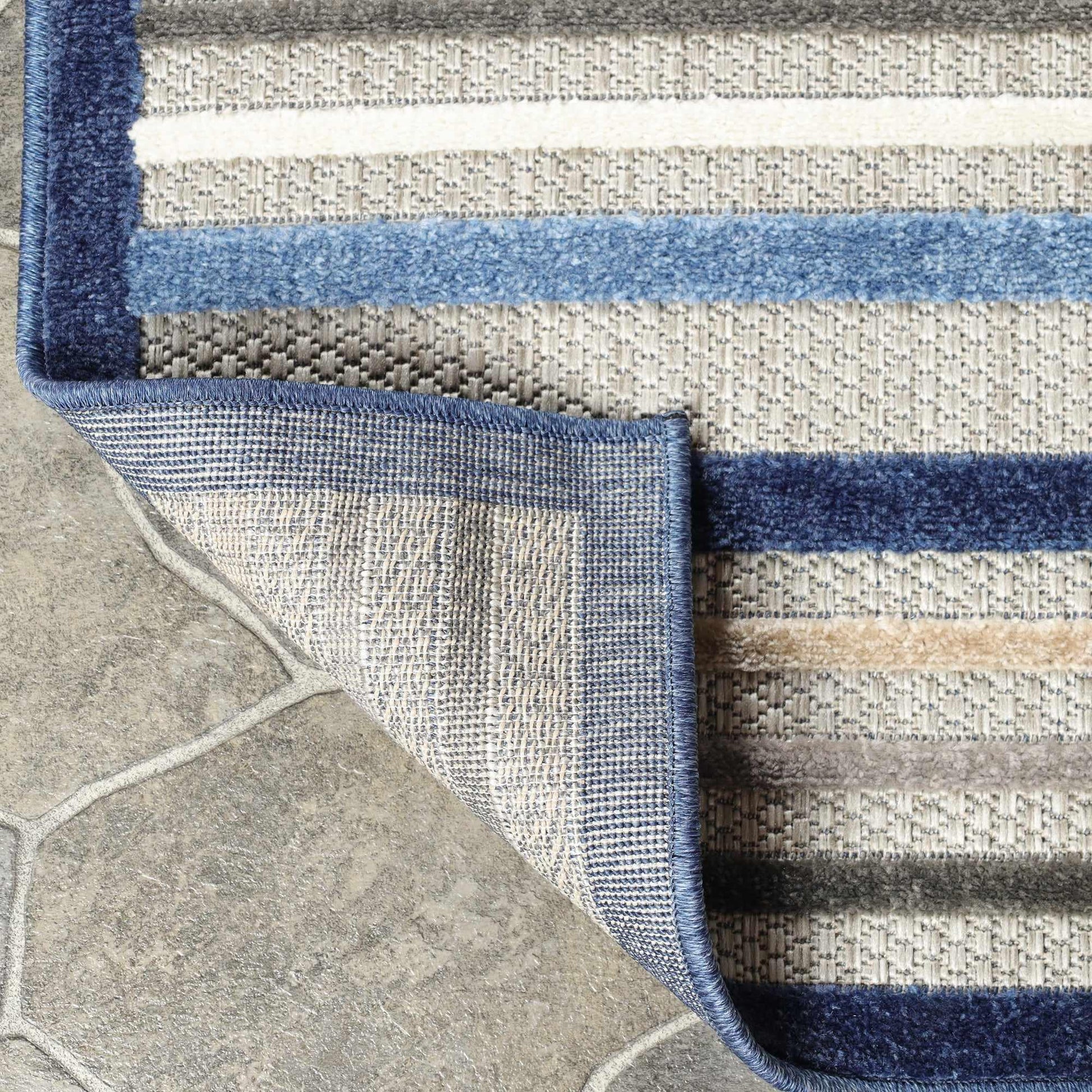 Superior Eastyn Casual Stripe Geometric Indoor/Outdoor Area Rug - Slate
