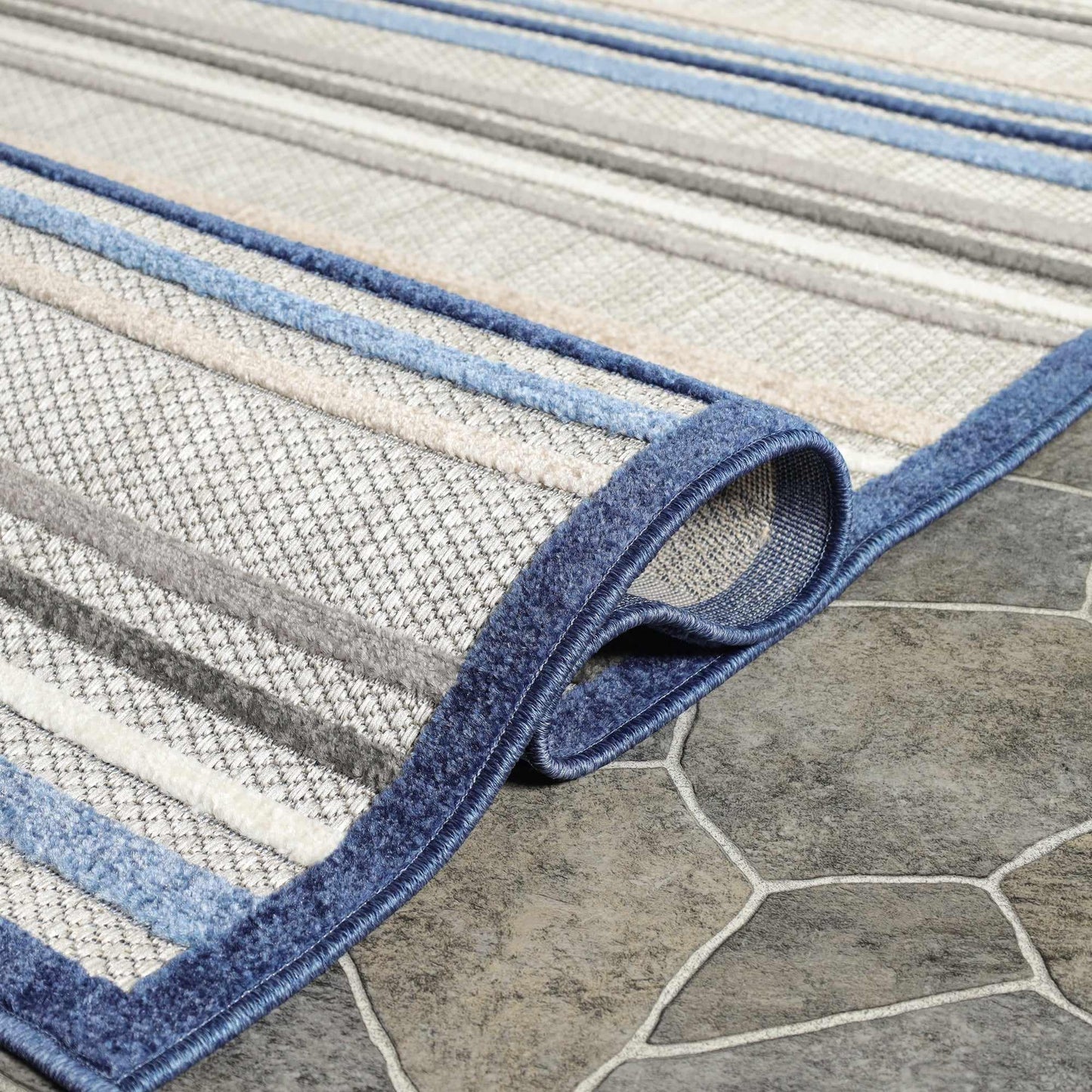 Superior Eastyn Casual Stripe Geometric Indoor/Outdoor Area Rug - Slate