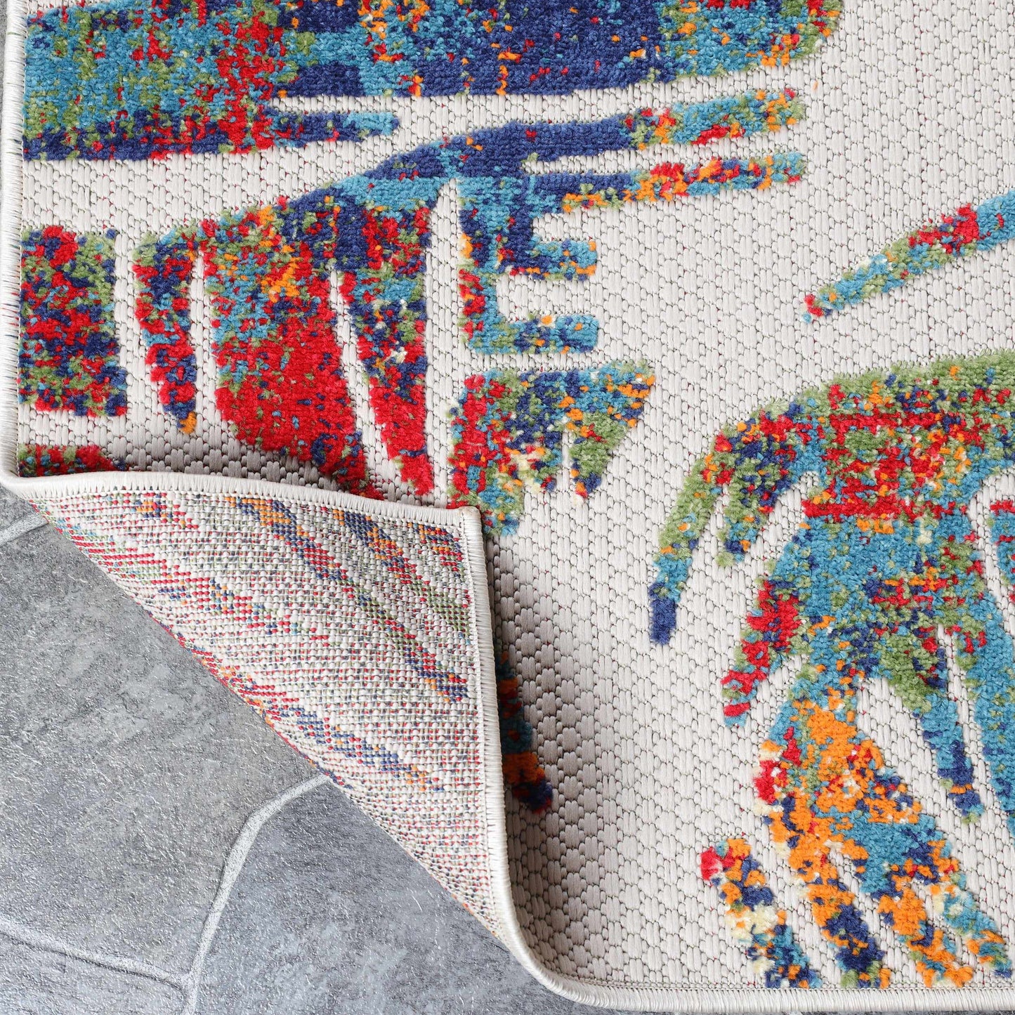 Superior Siesta Botanical Leaves Modern Indoor Outdoor Area Rug or Runner Rug - Cream