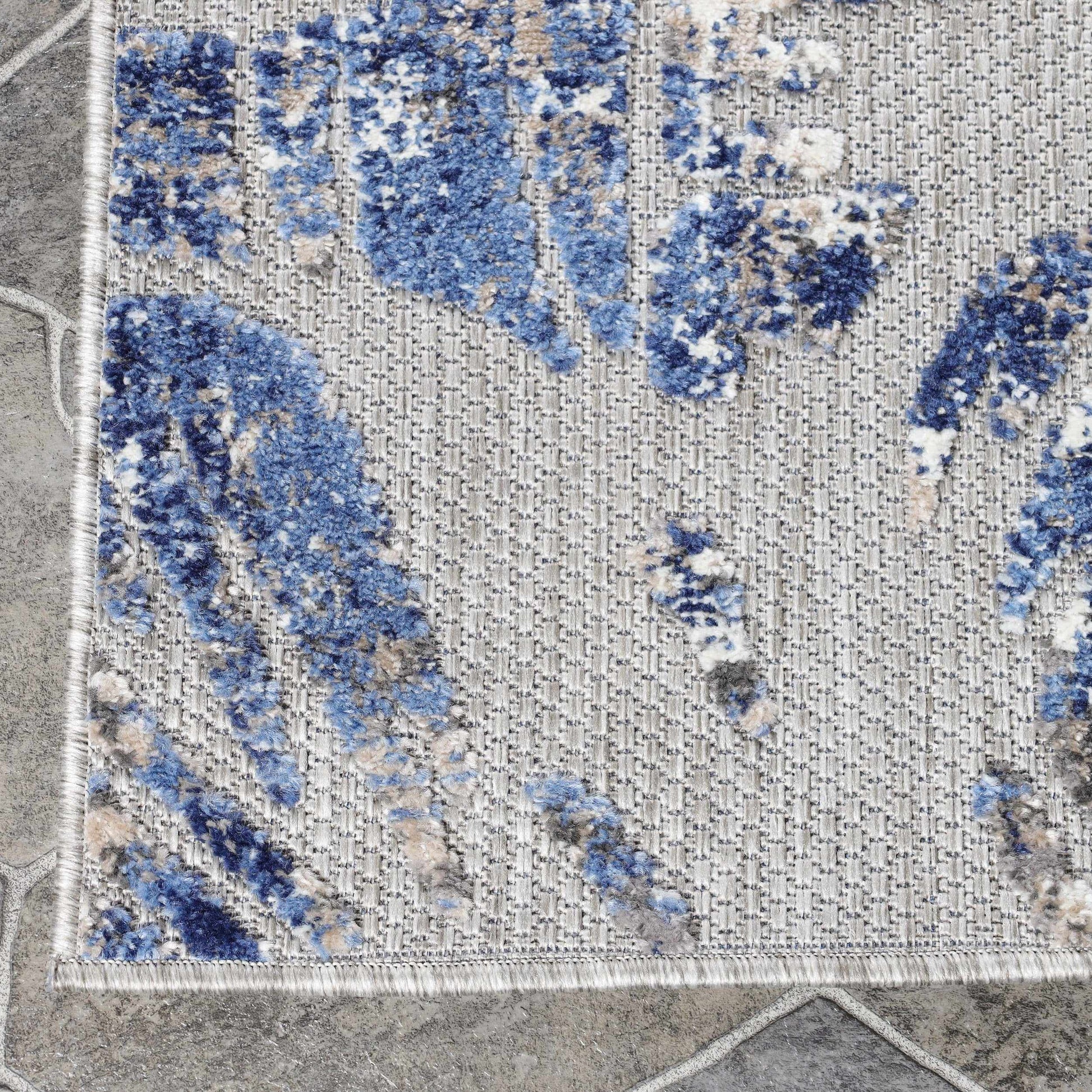 Superior Siesta Botanical Leaves Modern Indoor Outdoor Area Rug or Runner Rug - Grey