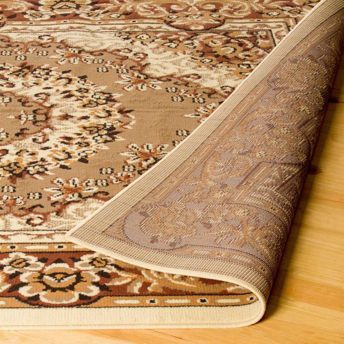 Superior Tayana Traditional Oriental Floral Medallion 3-Piece Indoor Area Rug Set - Caramel