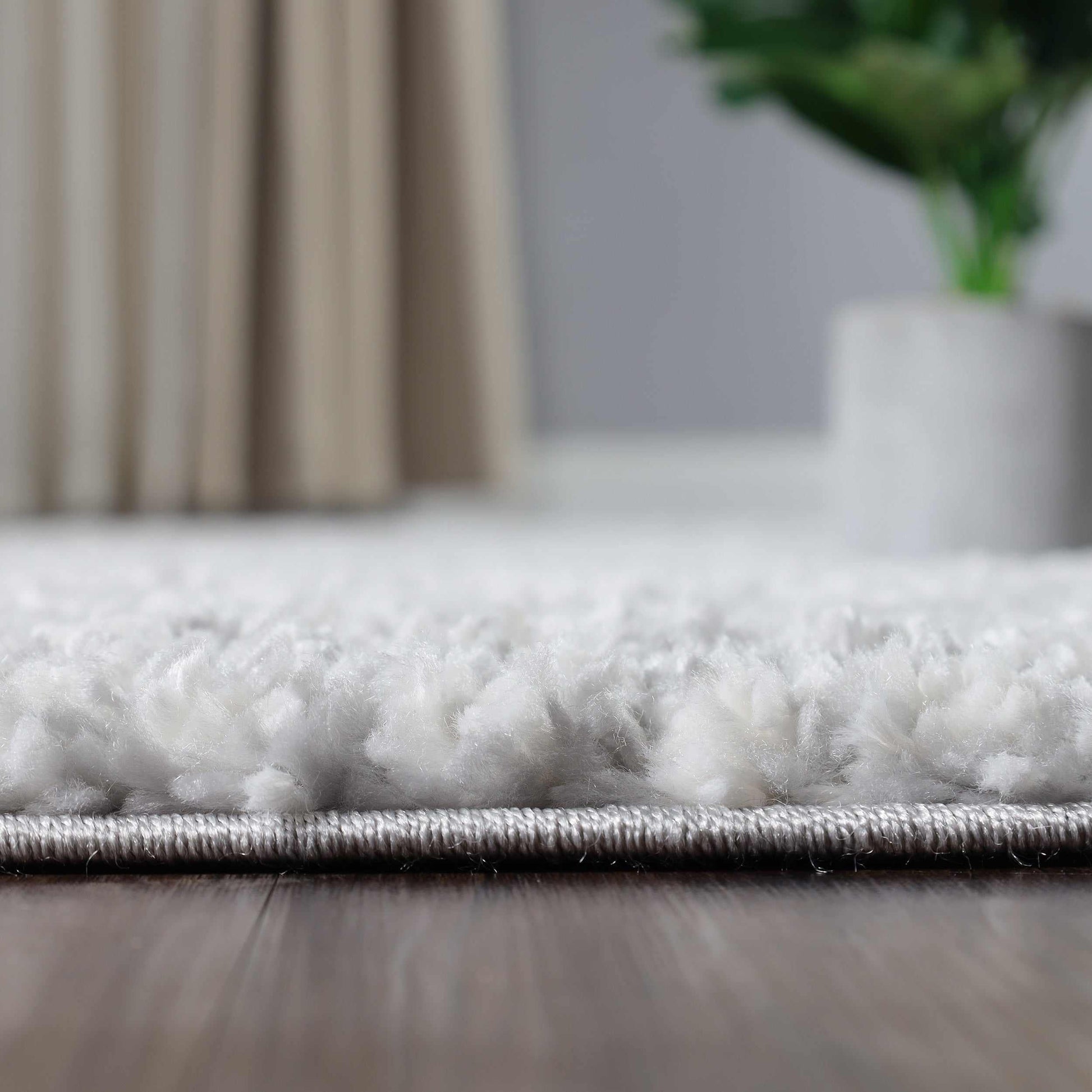 Superior Geometric Bohemian Indoor Plush Shag Area Rug - Cream-Grey