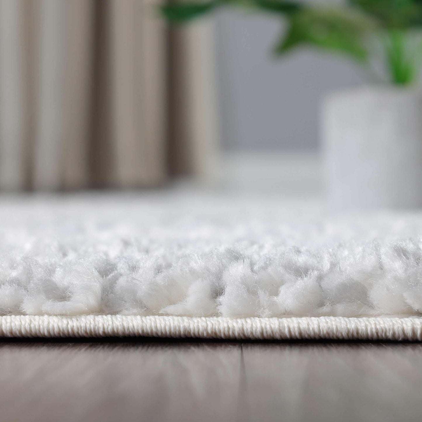 Superior Geometric Bohemian Indoor Plush Shag Area Rug - Grey-Cream
