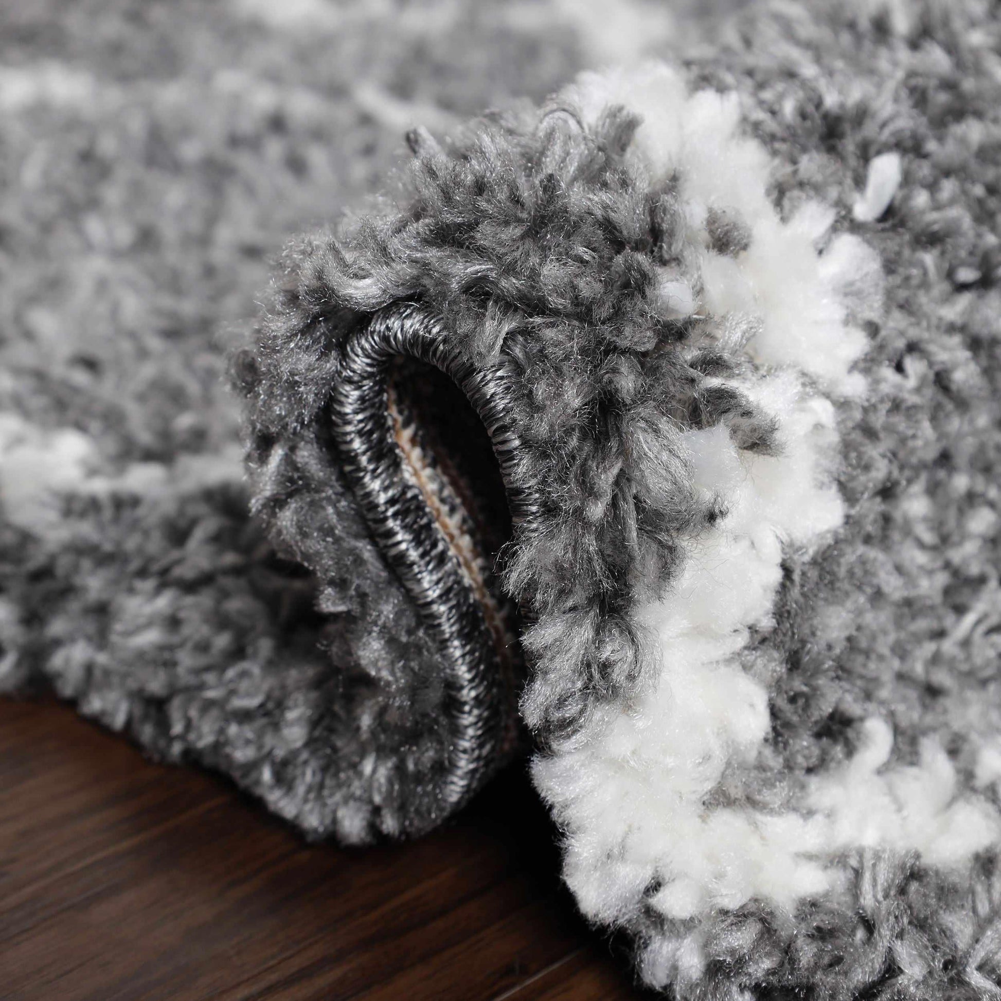 Superior Boho Geometric Diamonds Indoor Plush Shag Area Rug with Tassels - Grey-Cream