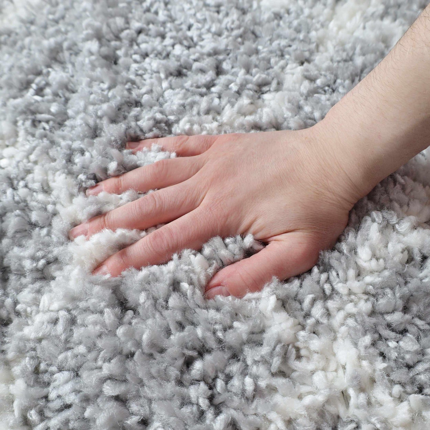 Superior Boho Geometric Diamonds Indoor Plush Shag Area Rug with Tassels - Cream-Grey