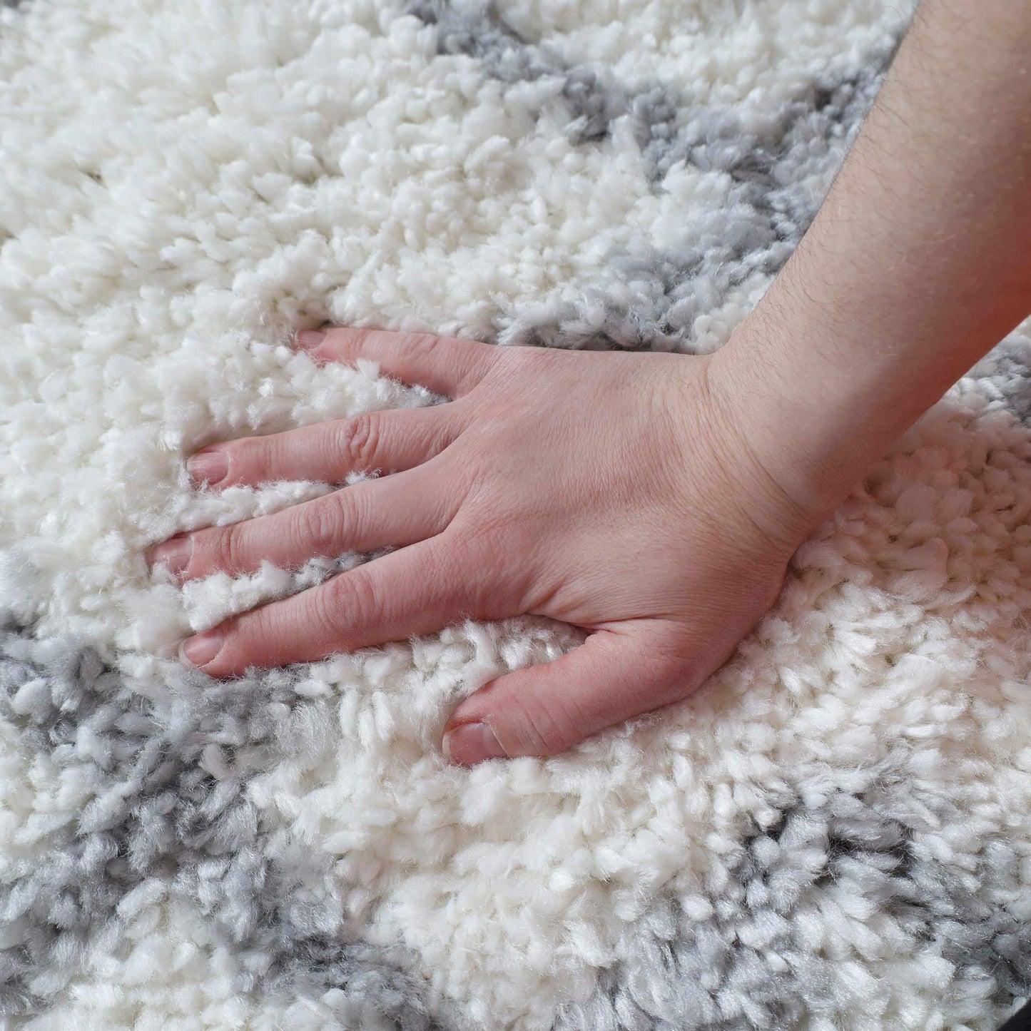 Superior Boho Geometric Diamonds Indoor Plush Shag Area Rug with Tassels - Grey-Cream