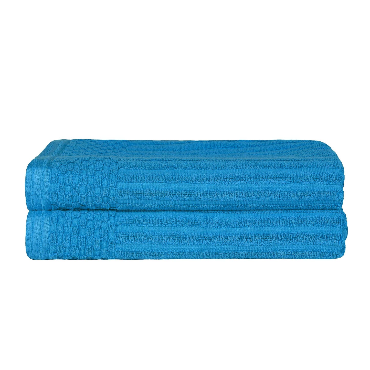 Superior Soho Ribbed Textured Cotton Ultra-Absorbent Bath Sheet & Bath Towel Set - Azure
