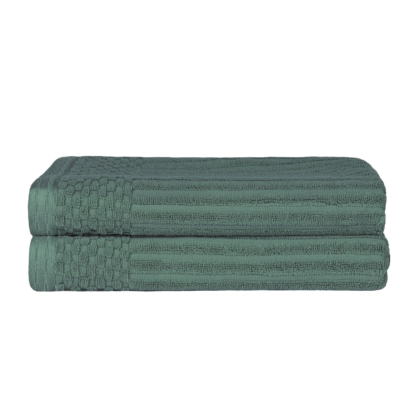Superior Soho Ribbed Textured Cotton Ultra-Absorbent Bath Sheet & Bath Towel Set - Pine