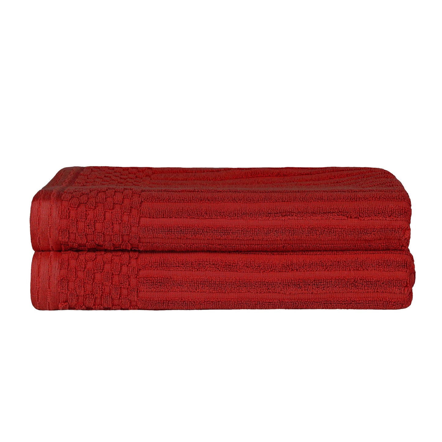 Superior Soho Ribbed Textured Cotton Ultra-Absorbent Bath Sheet & Bath Towel Set - Burgundy