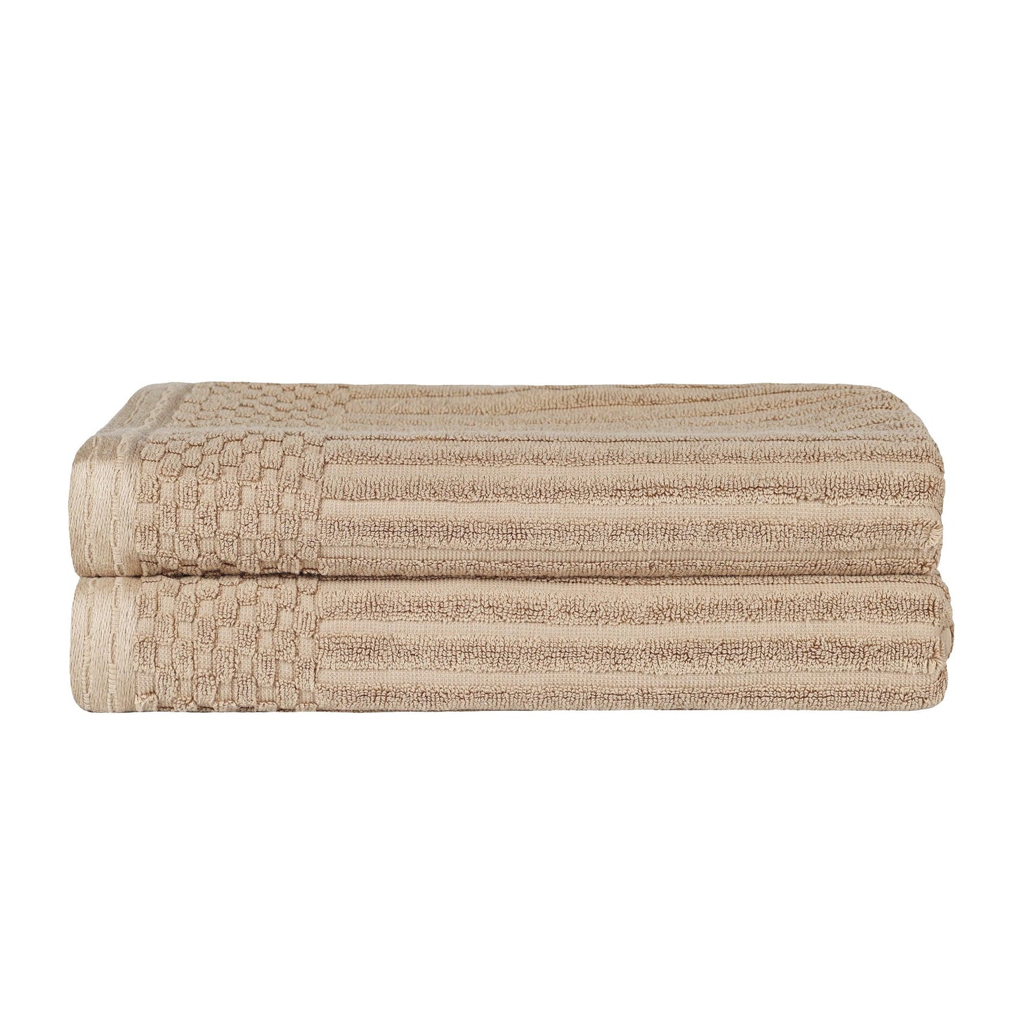 Superior Soho Ribbed Textured Cotton Ultra-Absorbent Bath Sheet & Bath Towel Set - Ivory