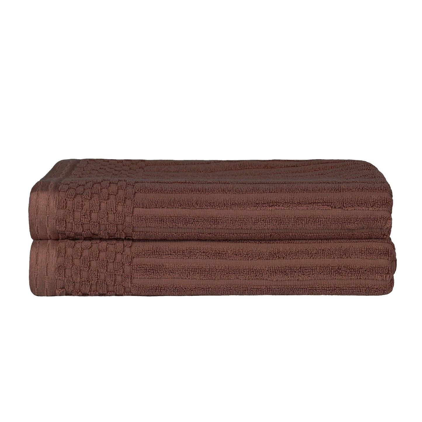 Superior Soho Ribbed Textured Cotton Ultra-Absorbent Bath Sheet & Bath Towel Set - Java