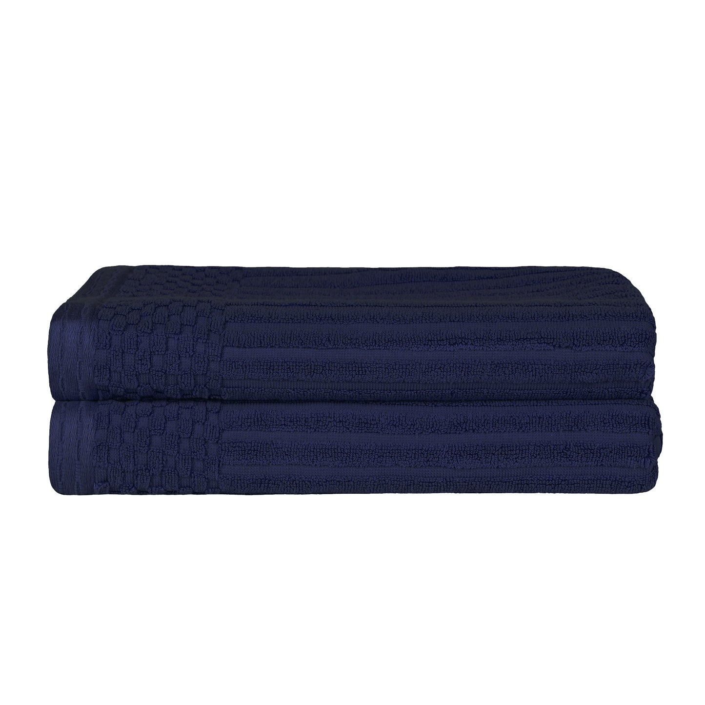 Superior Soho Ribbed Textured Cotton Ultra-Absorbent Bath Sheet & Bath Towel Set - Navy Blue