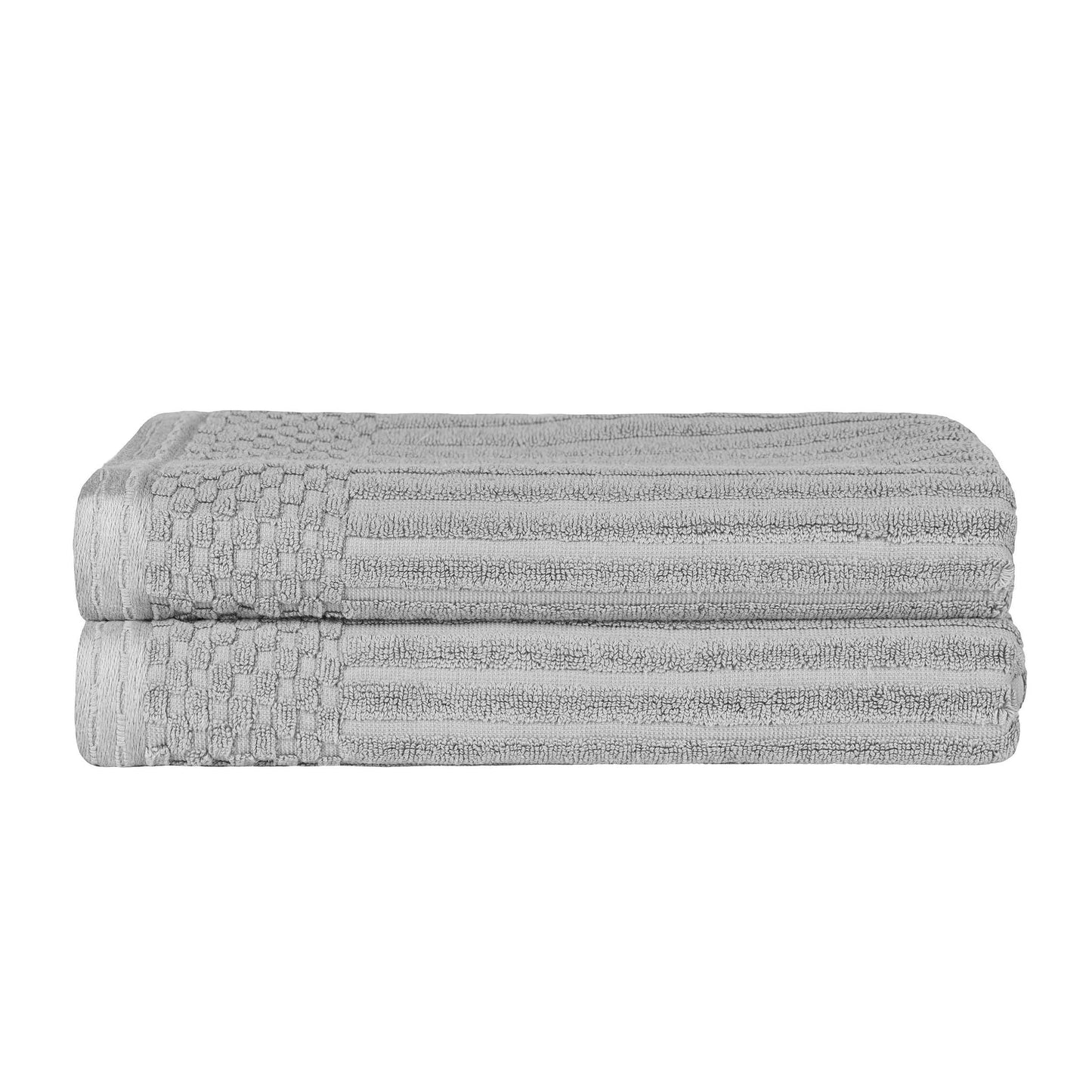 Superior Soho Ribbed Textured Cotton Ultra-Absorbent Bath Sheet & Bath Towel Set - Silver