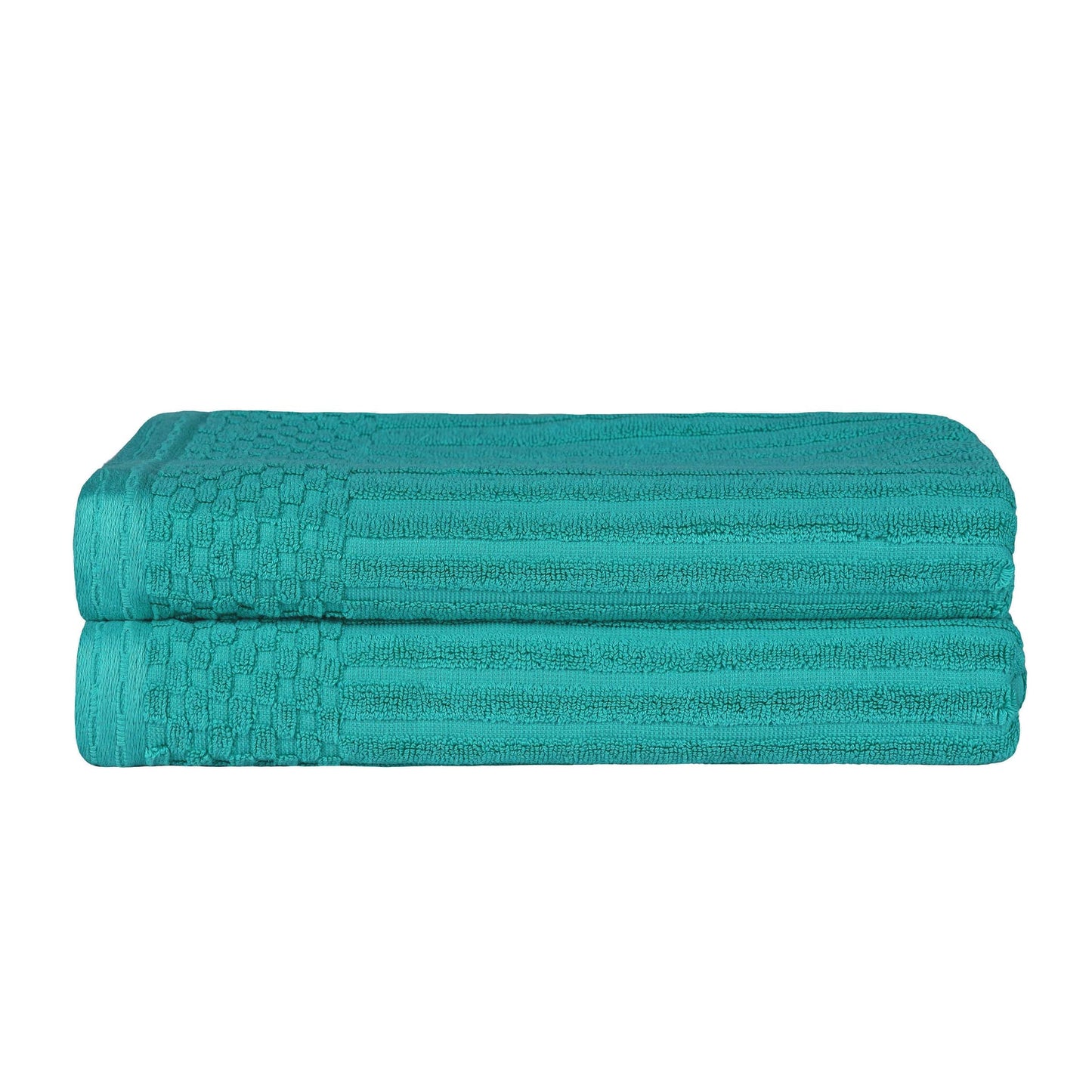 Superior Soho Ribbed Textured Cotton Ultra-Absorbent Bath Sheet & Bath Towel Set - Turquoise