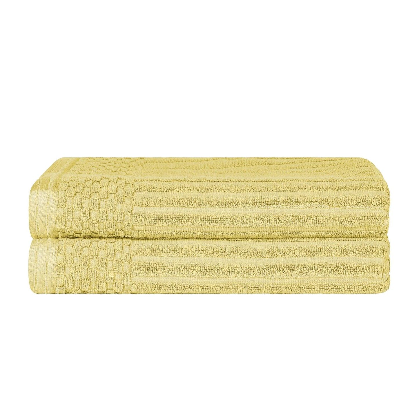 Superior Soho Ribbed Textured Cotton Ultra-Absorbent Bath Sheet & Bath Towel Set - Golden Mist