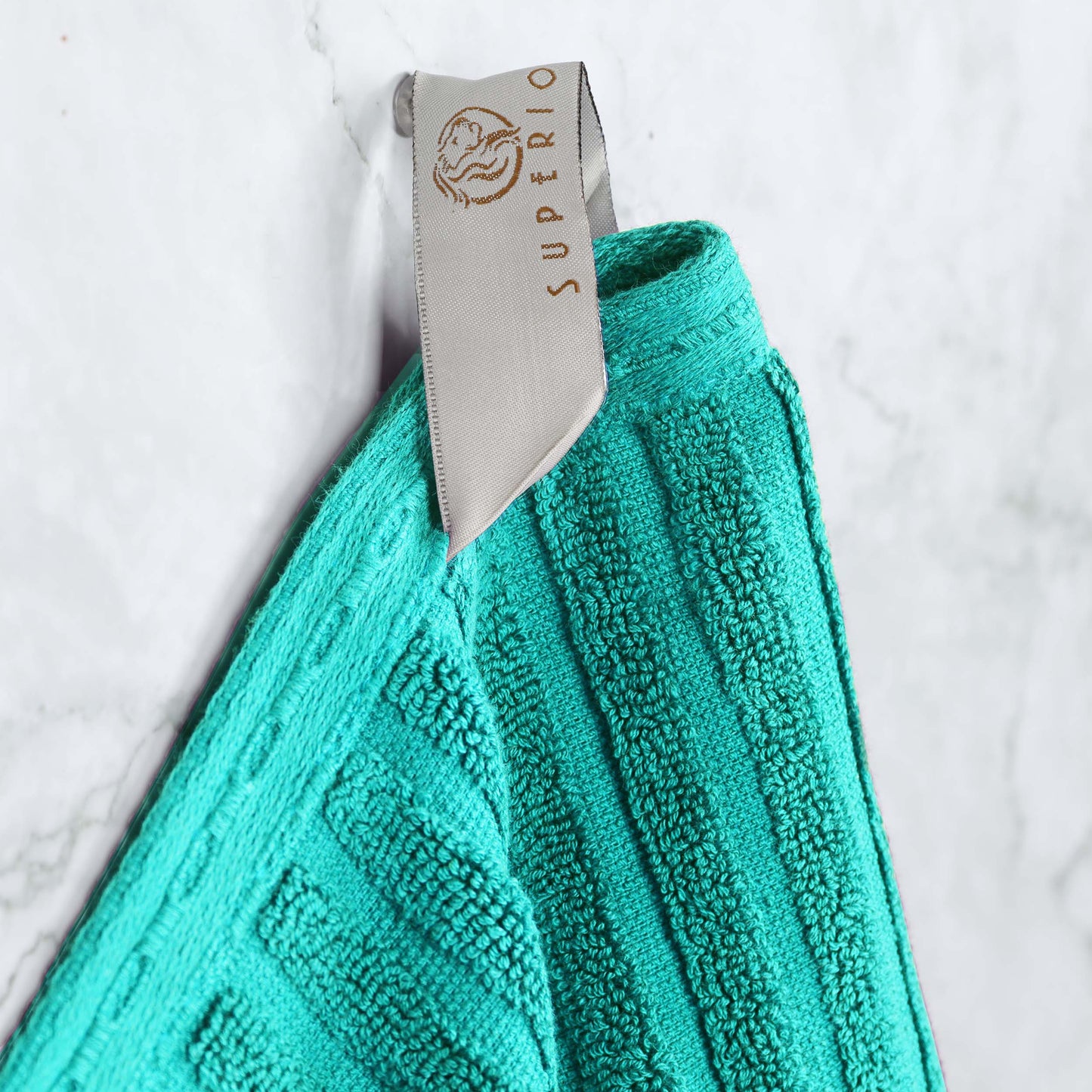 Ribbed Textured Cotton Medium Weight 6 Piece Towel Set - Turquoise