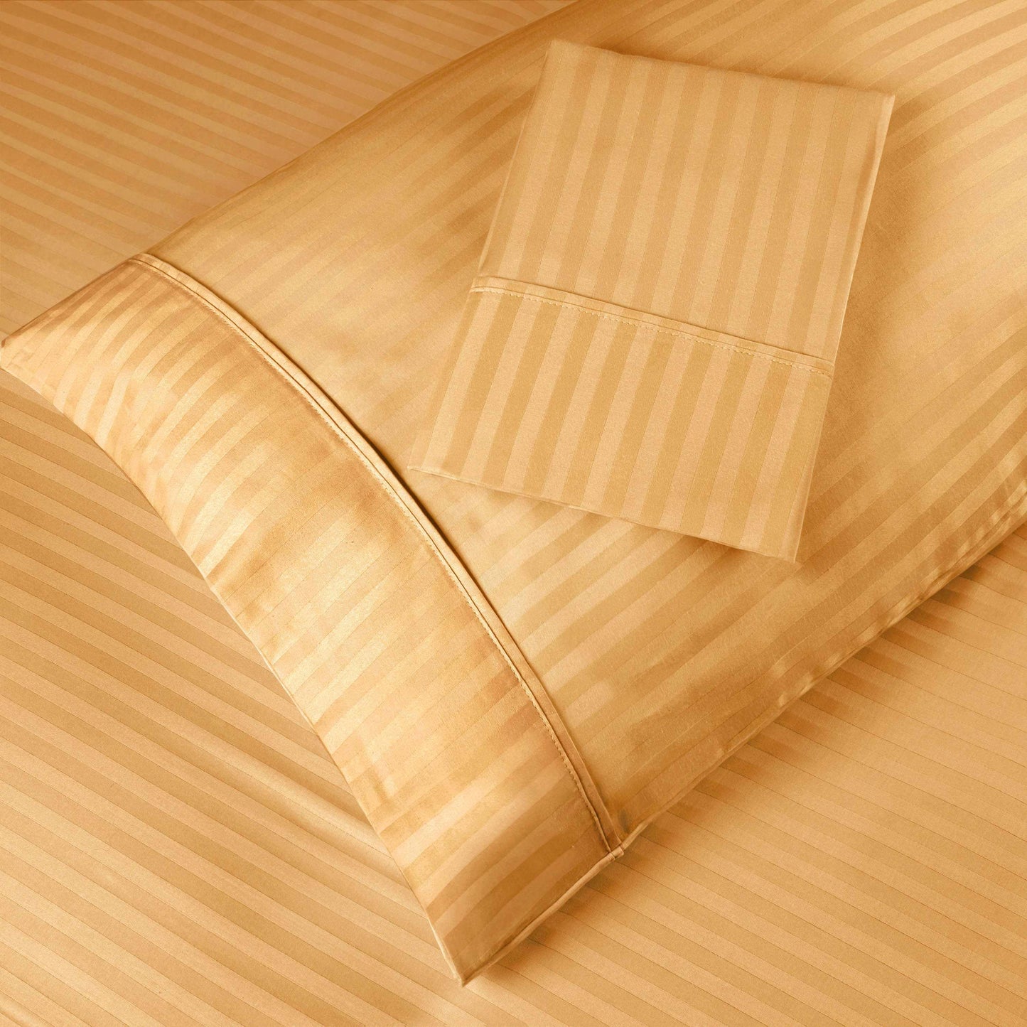 400 Thread Count Soft Stripe Egyptian Cotton Pillowcase Set - Gold
