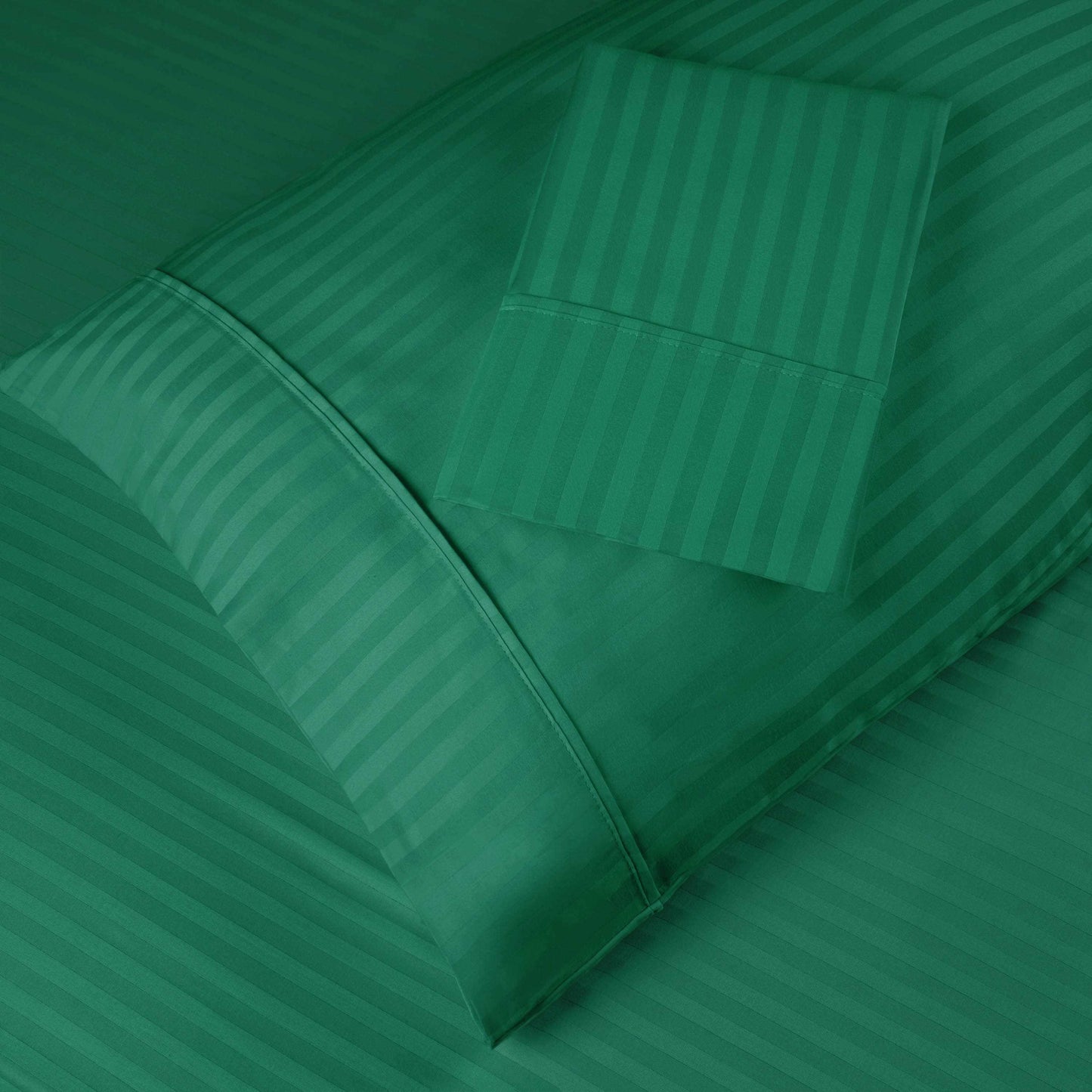 400 Thread Count Soft Stripe Egyptian Cotton Pillowcase Set - Hunter Green