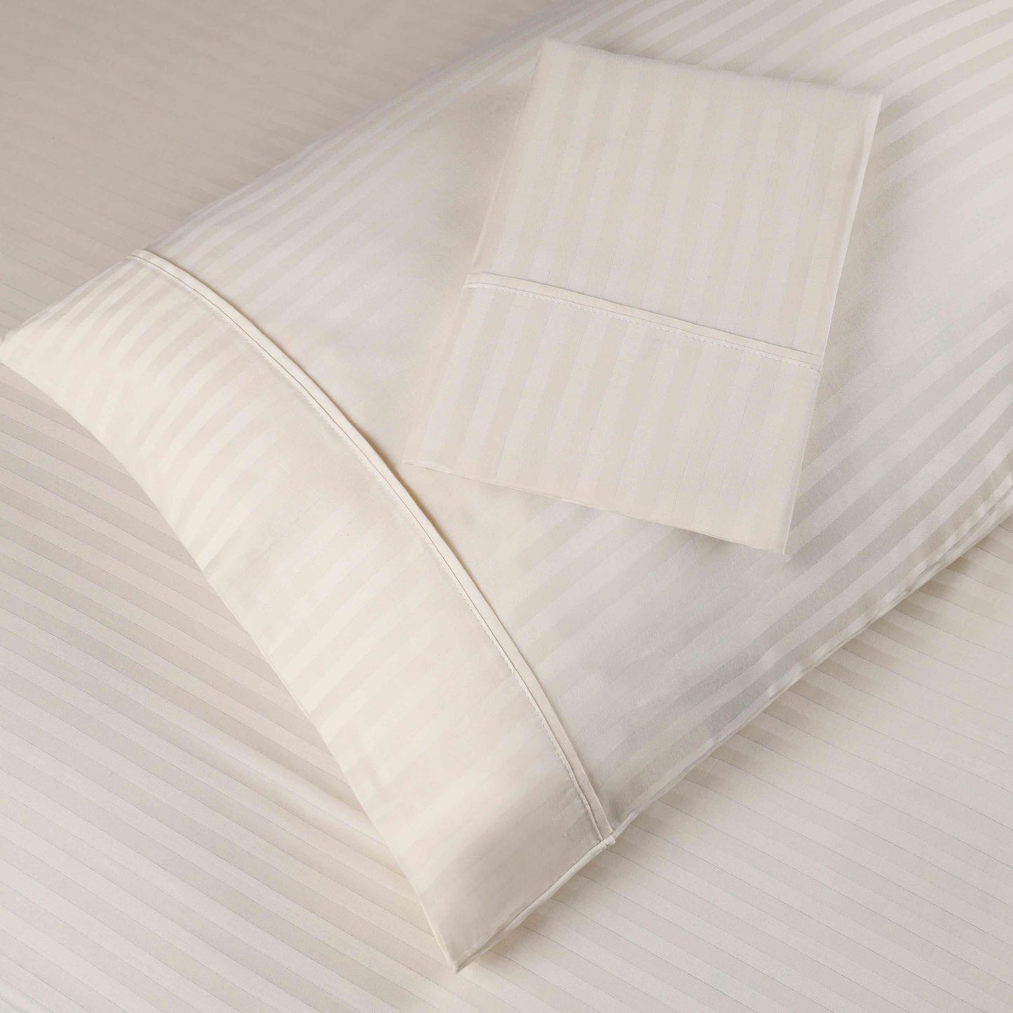 400 Thread Count Soft Stripe Egyptian Cotton Pillowcase Set - Ivory