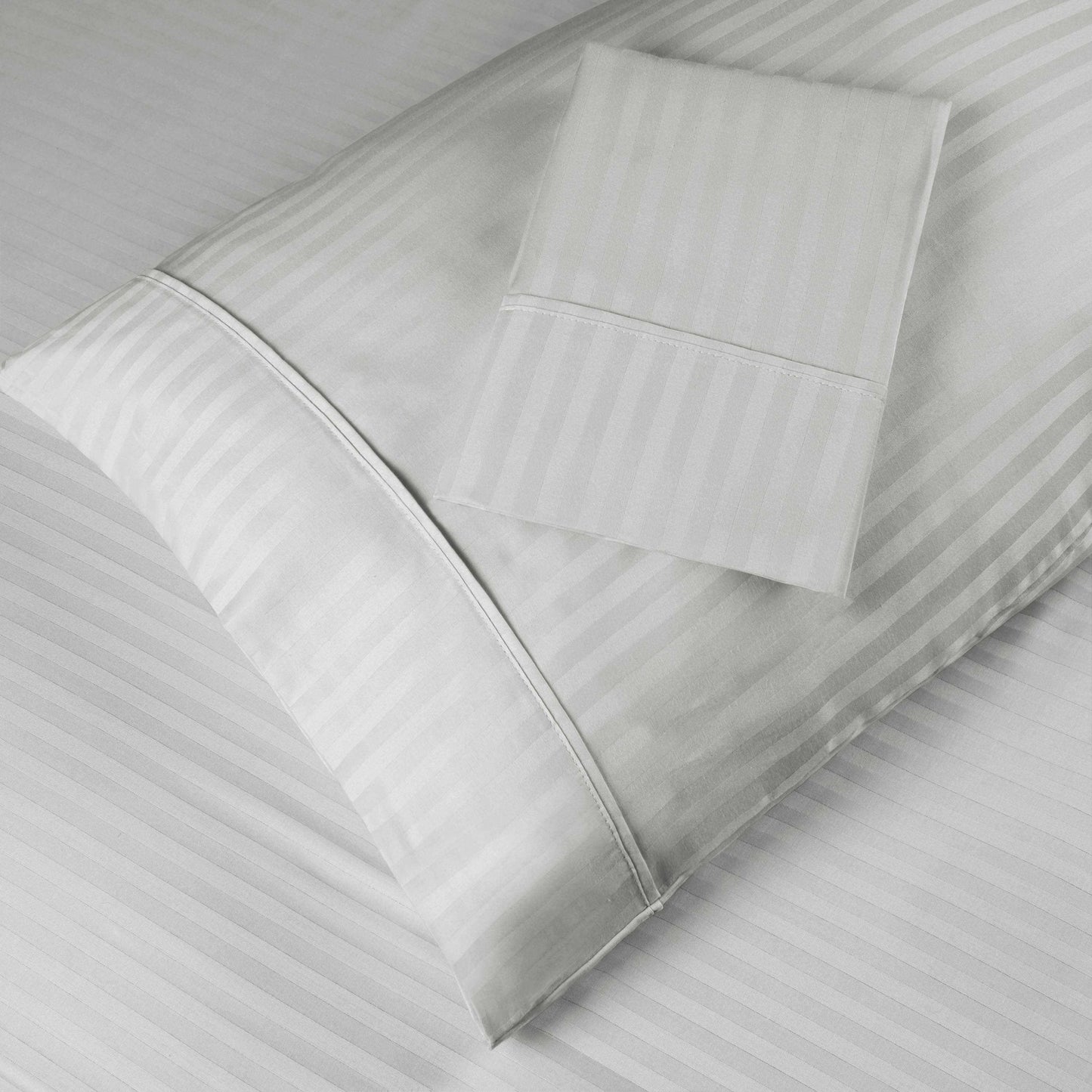 400 Thread Count Soft Stripe Egyptian Cotton Pillowcase Set - Platinum