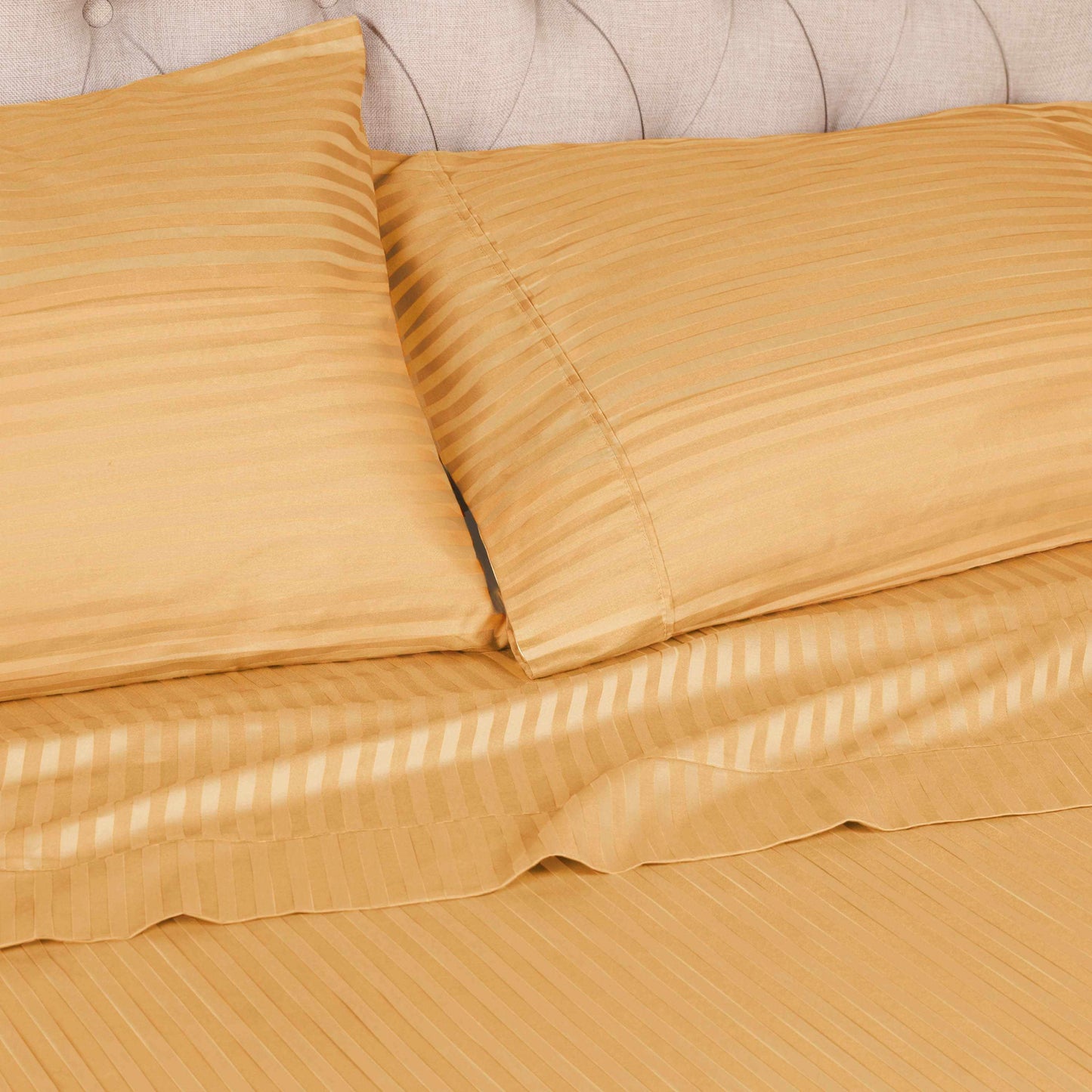 400 Thread Count Soft Stripe Egyptian Cotton Pillowcase Set - Gold