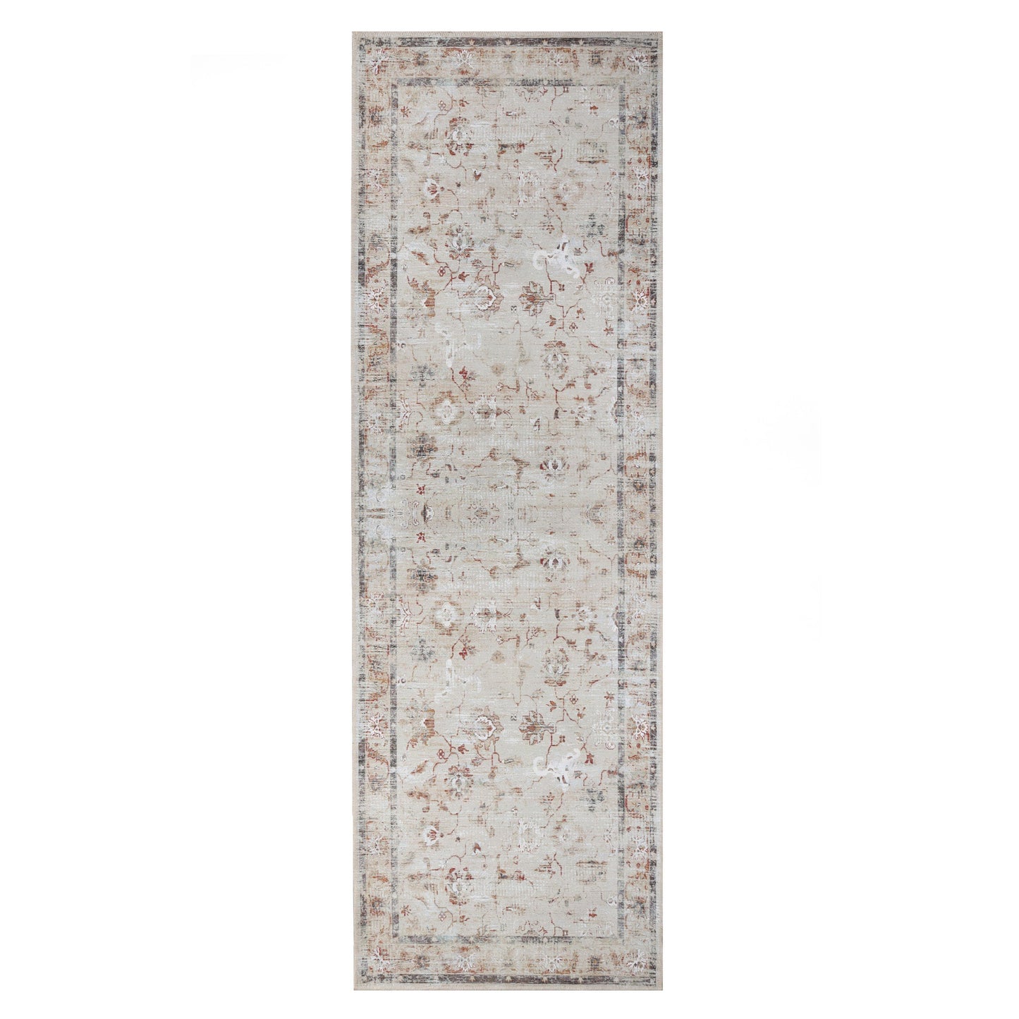 Swan Floral Scroll Non-Slip Machine Washable Indoor Area Rug or Runner