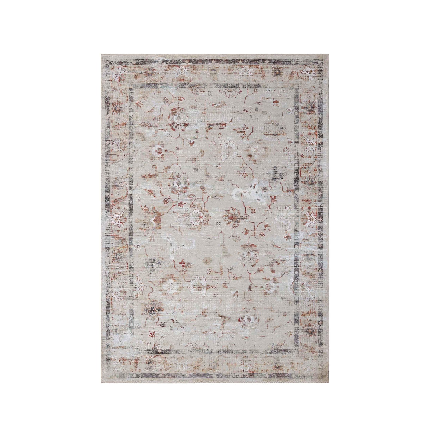 Swan Floral Scroll Non-Slip Machine Washable Indoor Area Rug or Runner