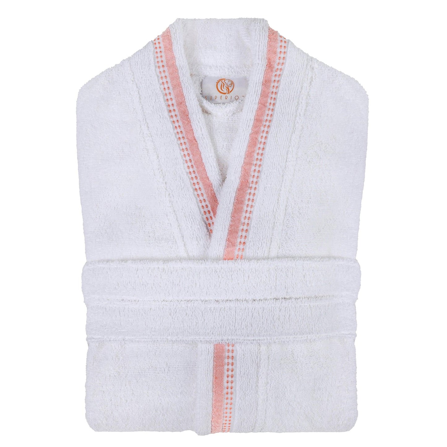 Turkish Cotton Terry Kimono Embroidered Super-Soft Unisex Bathrobe - White-Emberglow