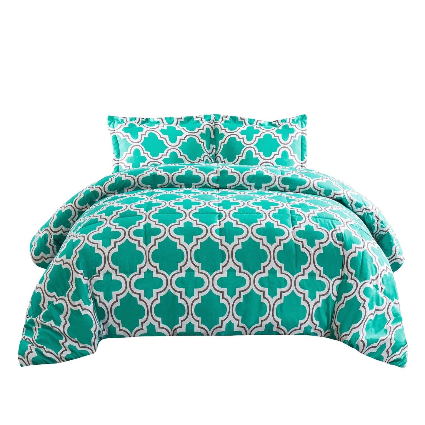 Superior Moroccan Trellis Microfiber Comforter Set - Teal