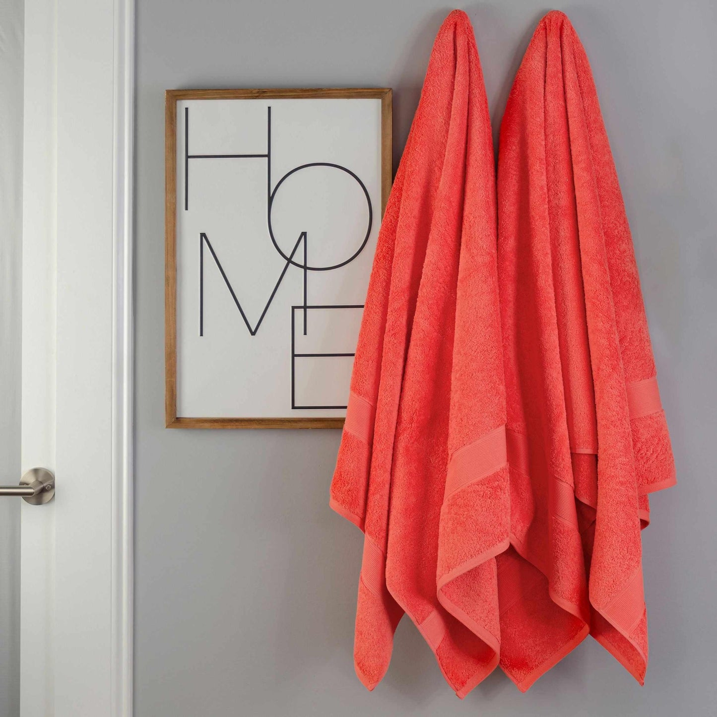 Modern Organic Solid 650 GSM 6- Pieces Bath Sheet Set - Coral
