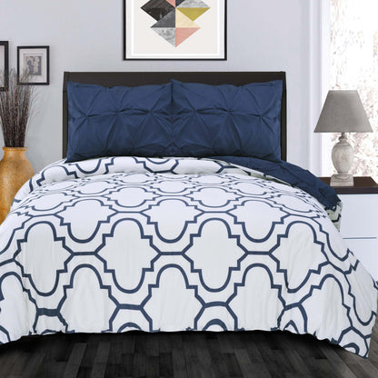 Superior Cotton Modern Geometric Valencia  Set with Button Closure - Blue