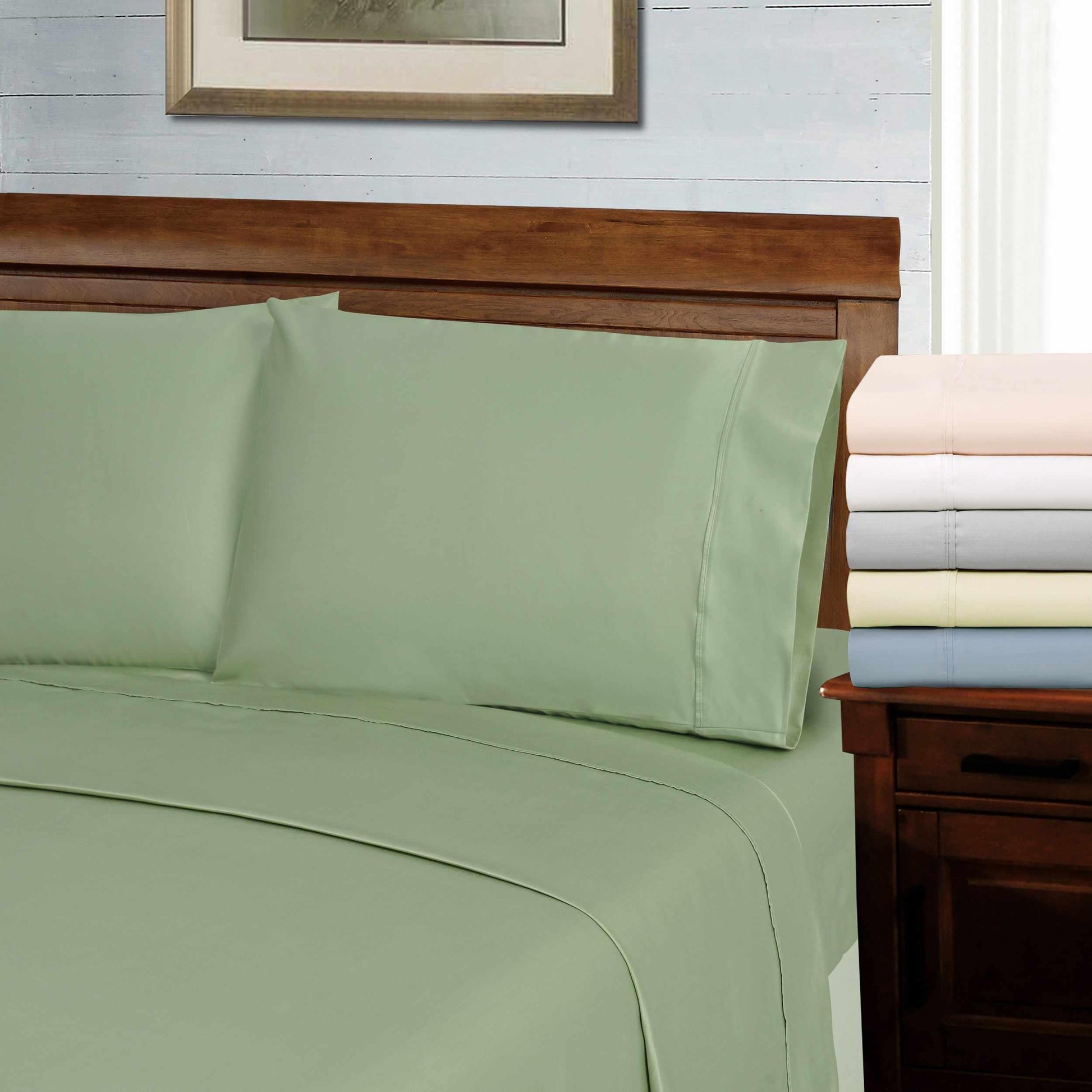 Superior 1000 Thread Count Lyocell Blend Wrinkle Resistant Solid Sheet Set - Sage