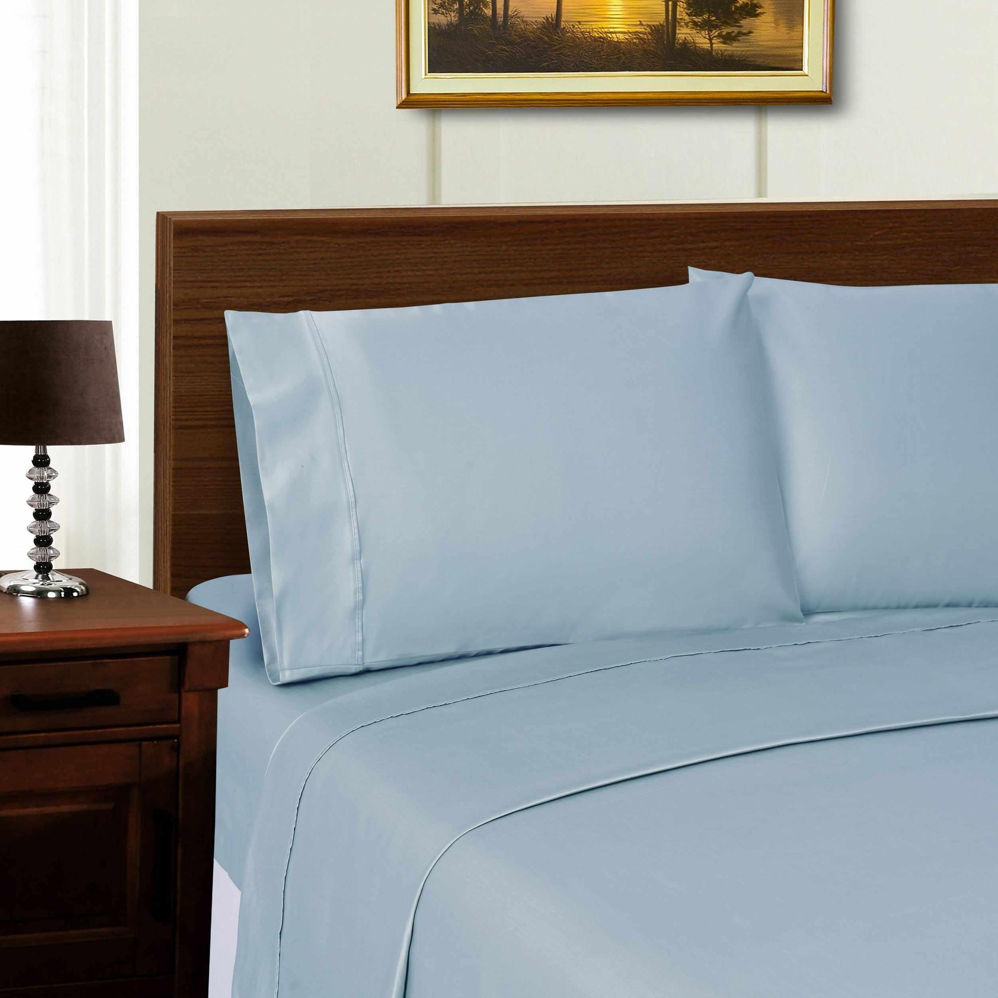 Superior 1000 Thread Count Lyocell Blend Wrinkle Resistant Solid Sheet Set - Blue