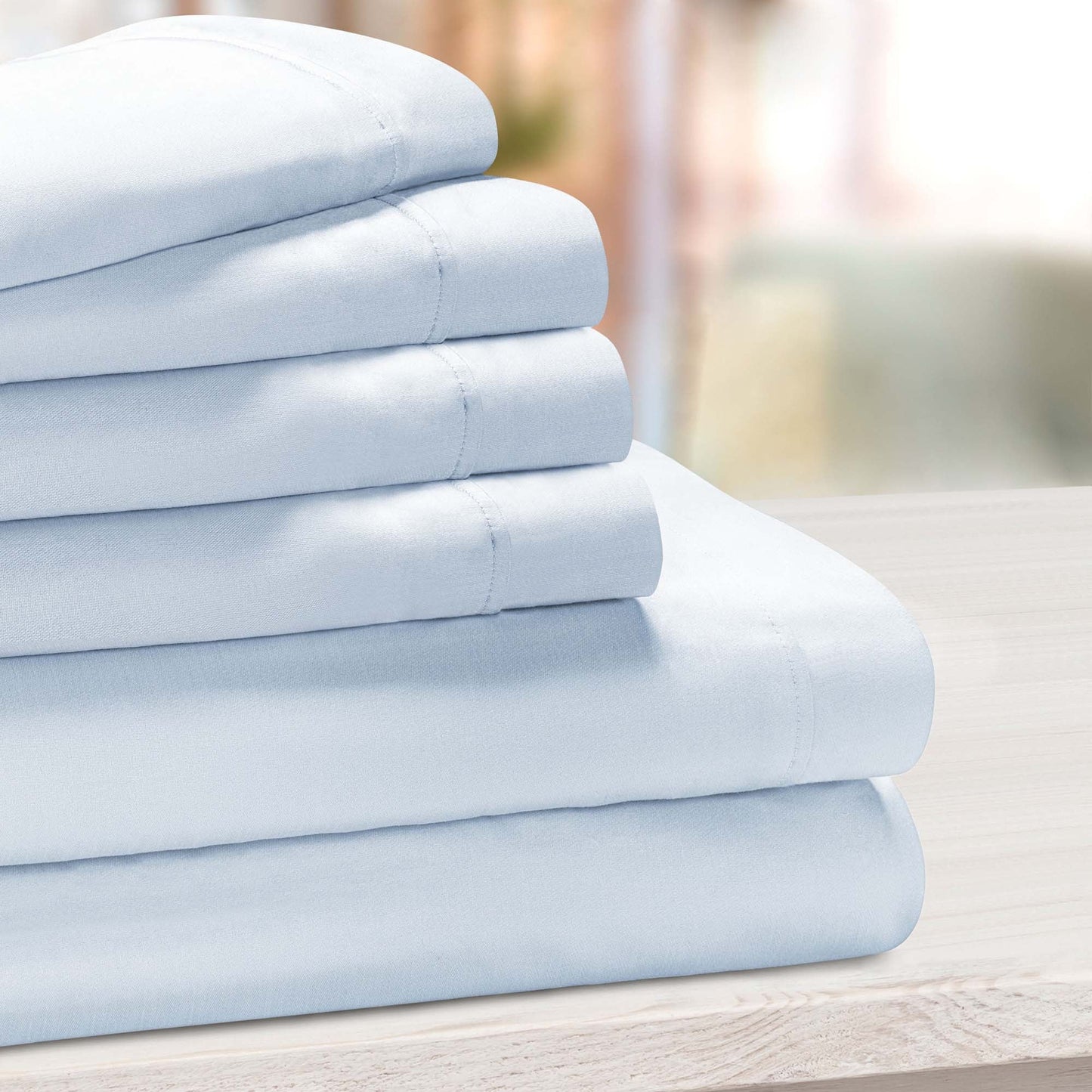 Superior Solid Deep Pocket Cotton Blend Bed Sheet Set - Blue