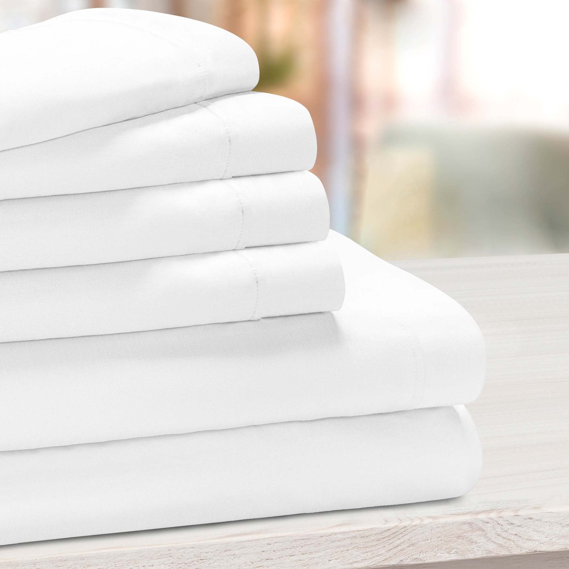 Superior Solid Deep Pocket Cotton Blend Bed Sheet Set - White