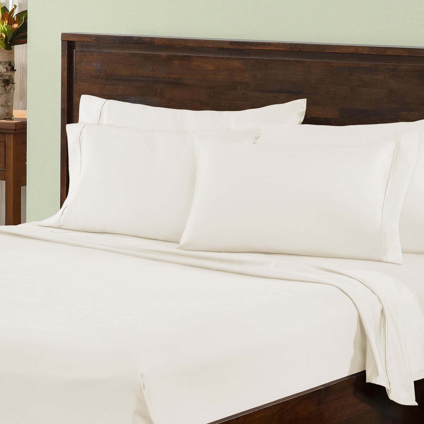 Superior Solid Deep Pocket Cotton Blend Bed Sheet Set - Ivory