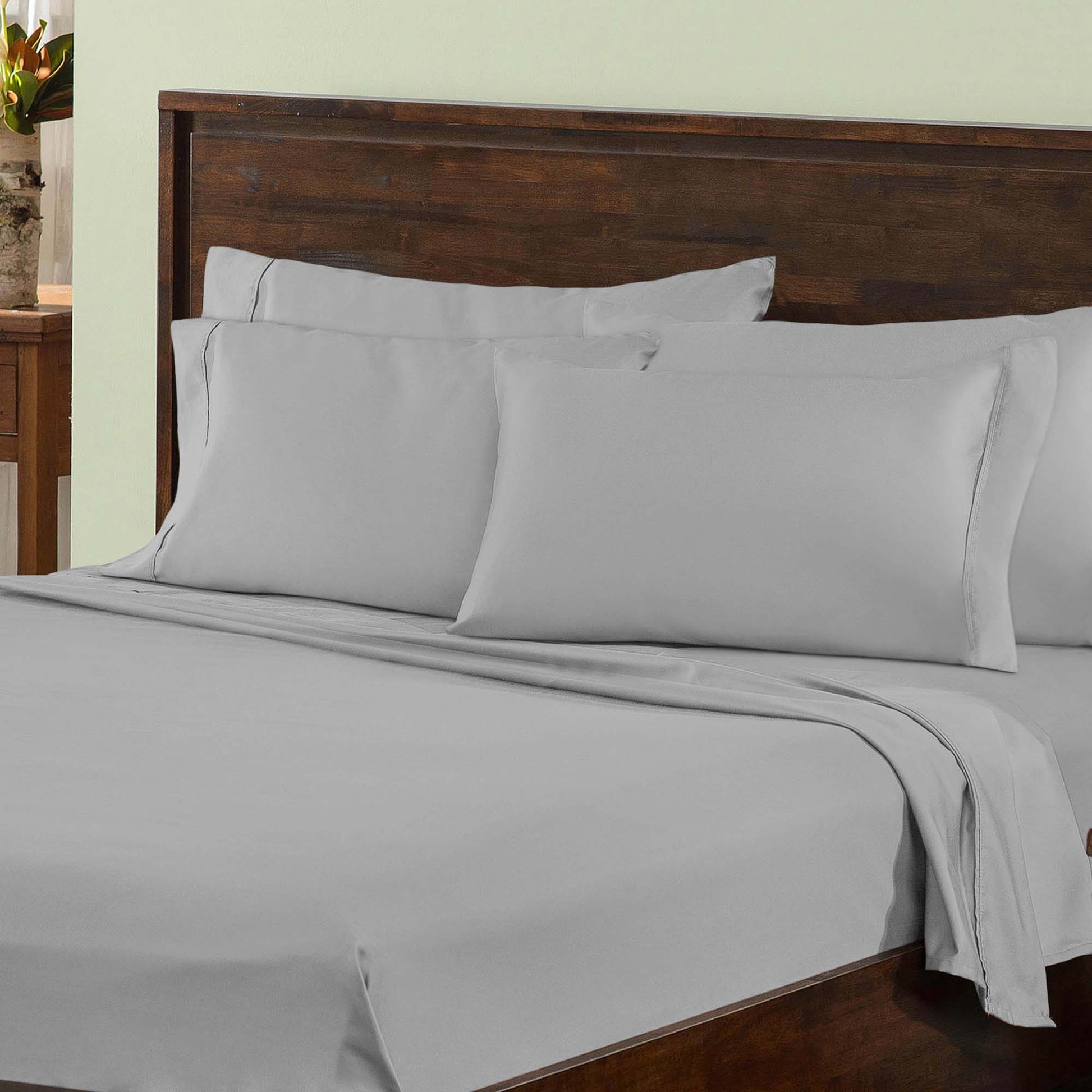 Superior Solid Deep Pocket Cotton Blend Bed Sheet Set - Light Grey