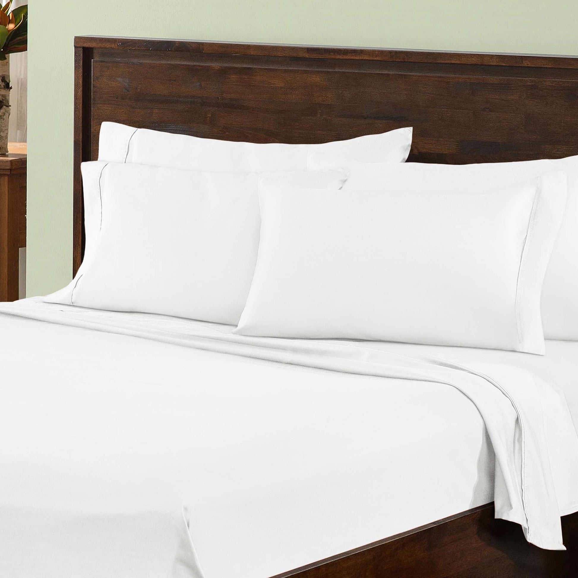 Superior Solid Deep Pocket Cotton Blend Bed Sheet Set - White