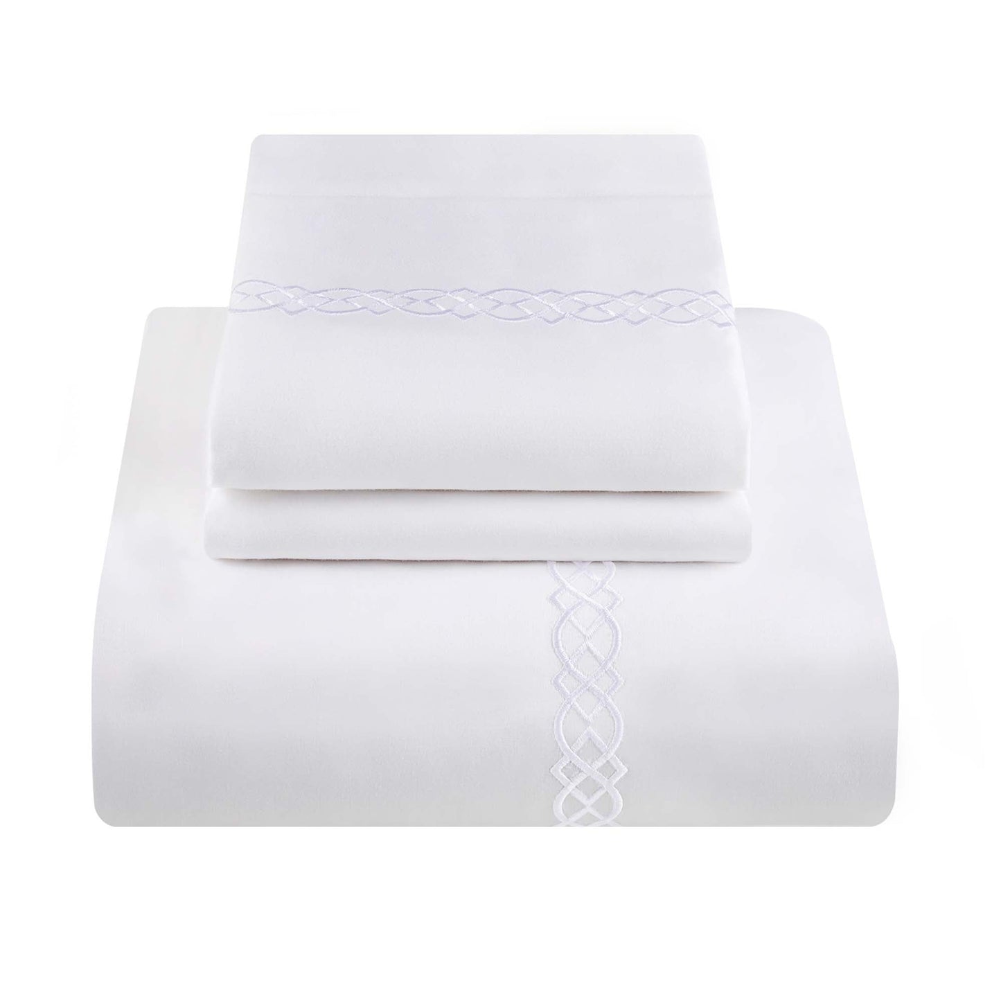 1000 Thread Count Egyptian Cotton Embroidered Duvet Cover Set - White/White