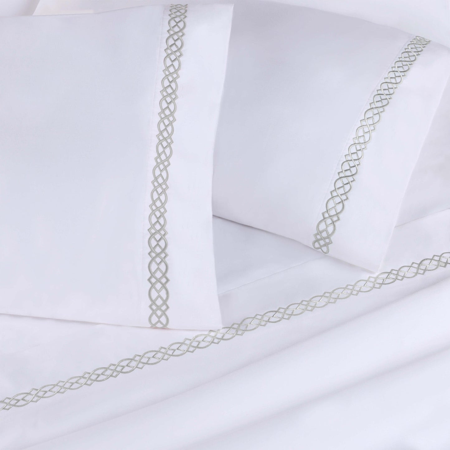 Egyptian Cotton 1000 Thread Count Embroidered Bed Sheet Set - White - Platinum